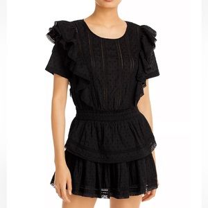 LoveShackFancy Natasha black ruffle mini dress